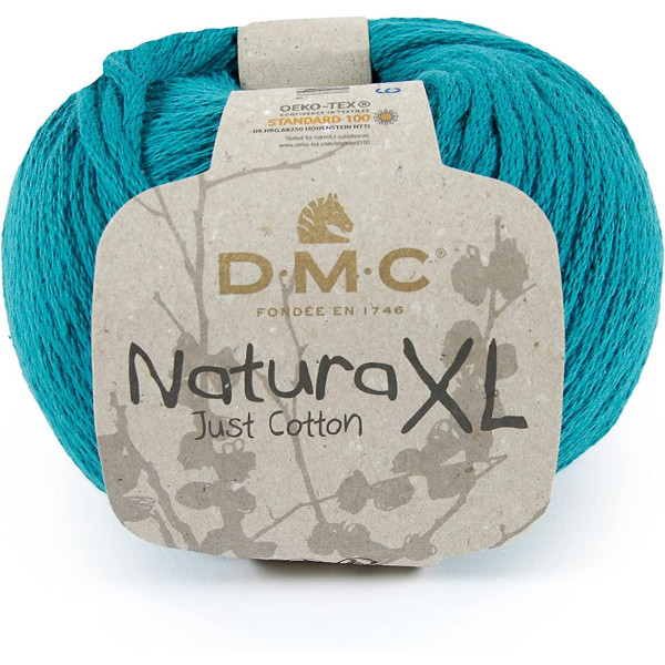 photo-Pelote - 100% coton peigné - Emeraude - Très épais - DMC - Natura XL - Tricot - Crochet