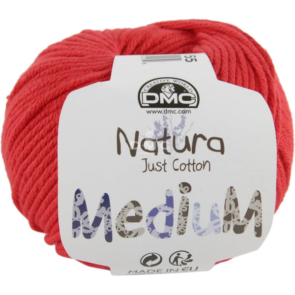 photo-Pelote - 100% coton - Rouge - Epais - DMC - Natura Médium - Tricot - Crochet