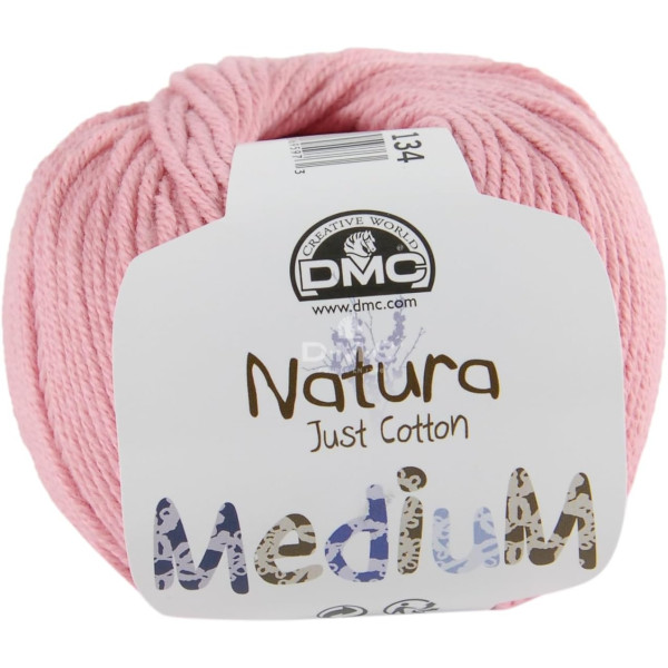 photo-Pelote - 100% coton - Rose pâle - Epais - DMC - Natura Médium - Tricot - Crochet