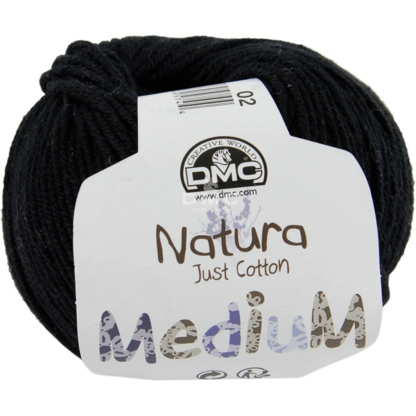 photo-Pelote - 100% coton - Noir - Epais - DMC - Natura Médium - Tricot - Crochet