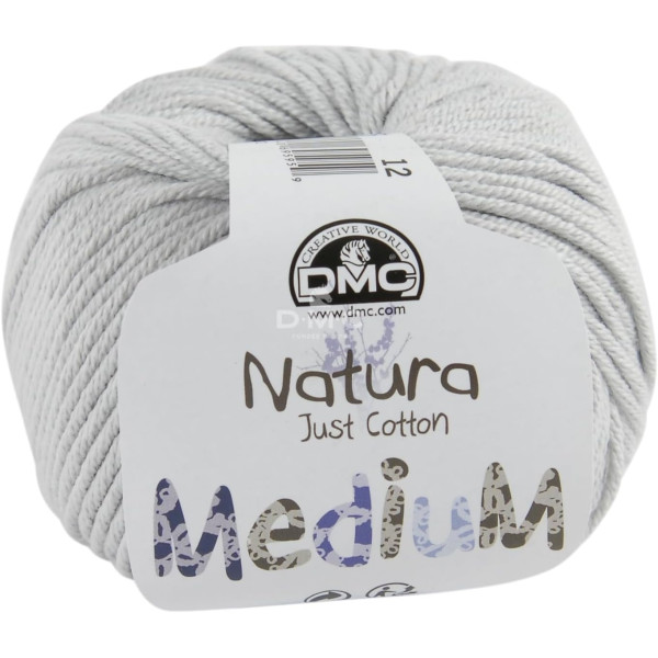 photo-Pelote - 100% coton - Gris perle - Epais - DMC - Natura Médium - Tricot - Crochet