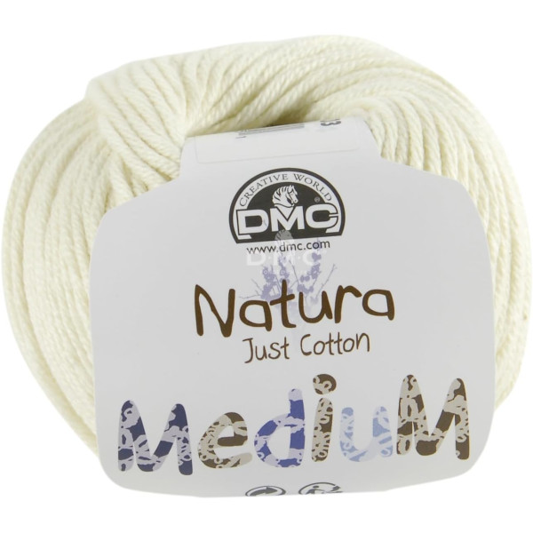photo-Pelote - 100% coton - Crème - Epais - DMC - Natura Médium - Tricot - Crochet