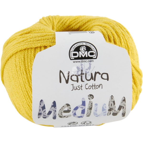 photo-Pelote - 100% coton - Jaune - Epais - DMC - Natura Médium - Tricot - Crochet