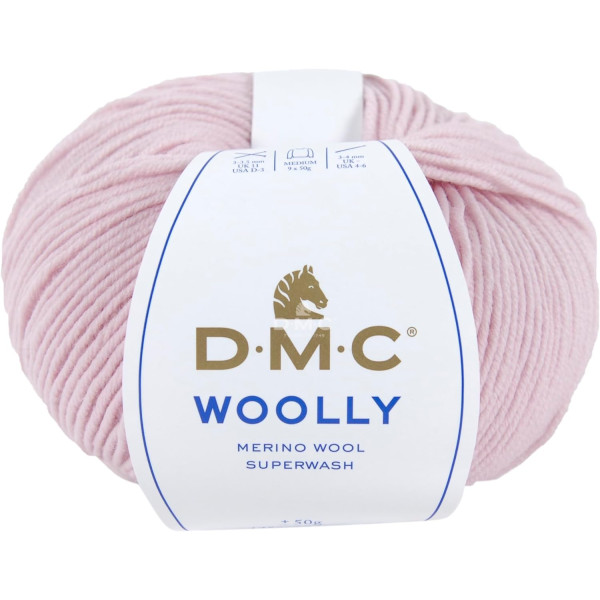 photo-Pelote de laine - 100% mérinos - Rose pâle - DMC - Woolly - Tricot - Crochet