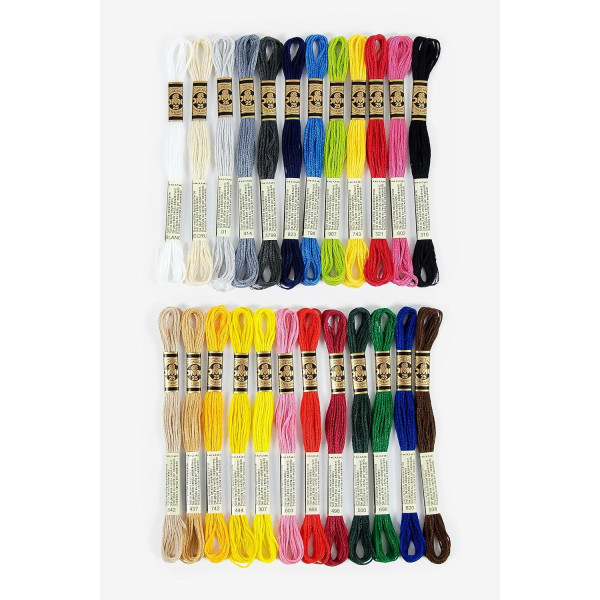 Fils de laine - 24 échevettes - Fil mouliné - DMC - Les indispensables - Broderie - Point de croix