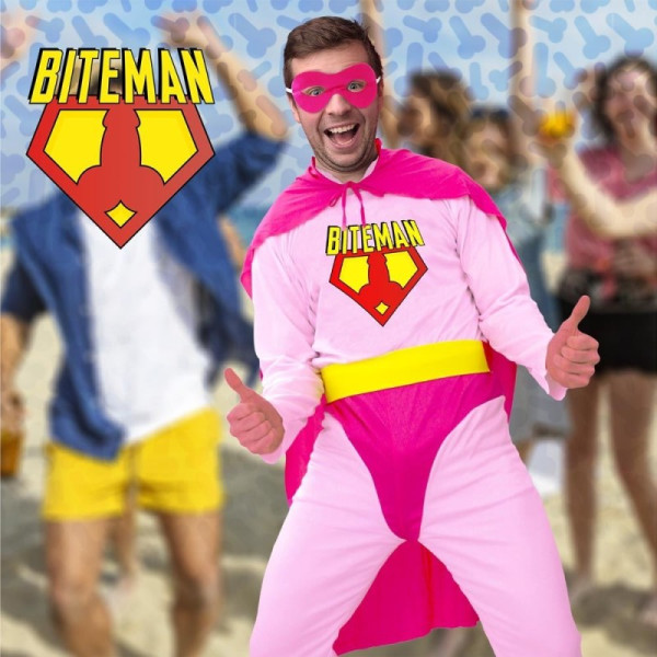 Déguisement - Biteman - Rose - Costume - Humour - fête - Enterrement de vie de garçon - Taille unique adulte