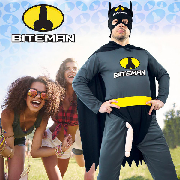 Déguisement - Biteman - Noir - Costume - Humour - fête - Enterrement de vie de garçon - Taille unique adulte