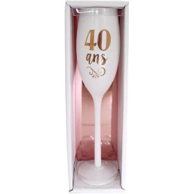 photo - Flûte à champagne - Anniversaire - 40 ans - Rose dorée et blanche - Idée cadeau