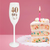 Flûte à champagne - Anniversaire - 40 ans - Rose dorée et blanche - Idée cadeau