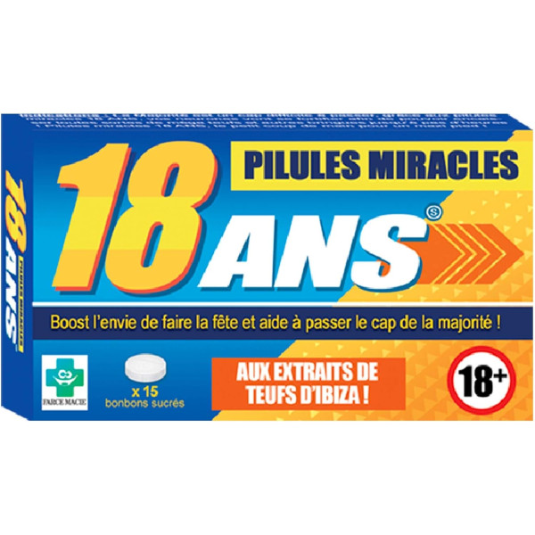 photo - Pilules miracles - Bonbon humoristique - 18 ans - Anniversaire - Idées cadeaux