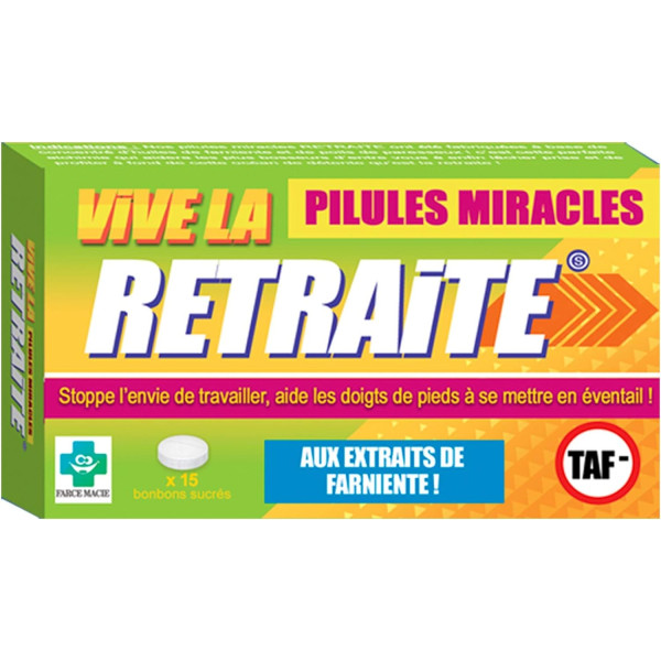 photo-Pilules miracles - Retraite - Humour - Bonbons - Idée cadeau - Départ à la retraite