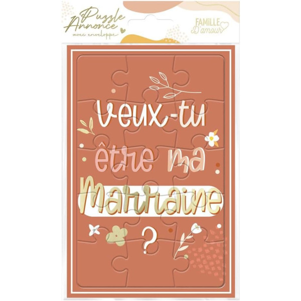 photo-Carte - Annonce naissance - Baptême - Veux tu être ma marraine ? - Puzzle