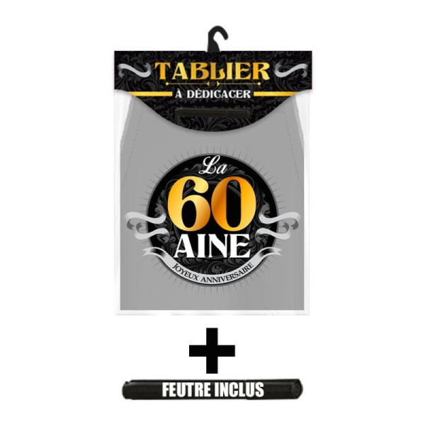 Tablier à dédicacer - 60 ans - La 60 aine - Anniversaire - Crayon inclus