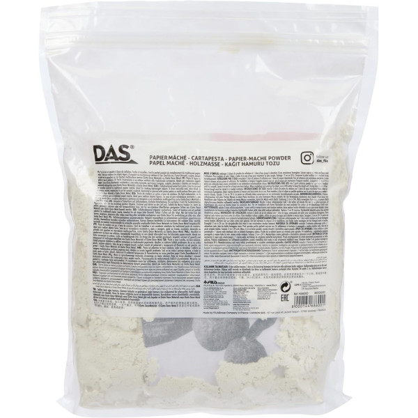 Papier mâché en poudre - A mélanger - Blanc - Modelage - Sachet 1kg - DAS