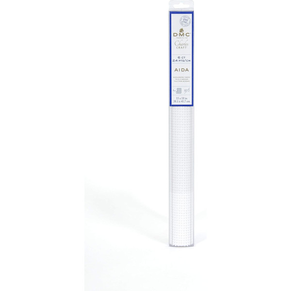 Toile Aïda à broder - 100% coton - 2,4pts/cm - 38x46cm - Blanc - DMC