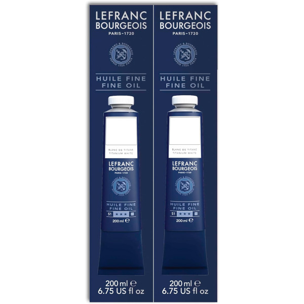 photo - Peinture à l'huile - Fine - Blanc de titane - 008 - Lefranc Bourgeois - 200ml - Lot de 2