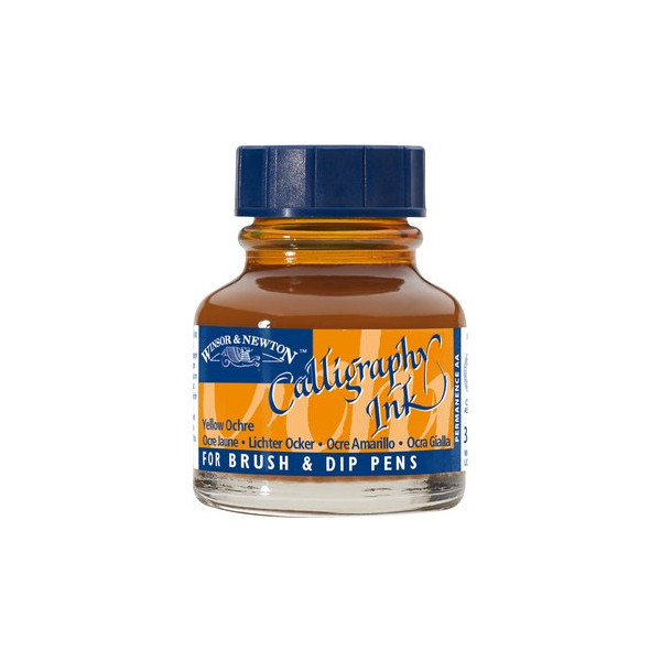 phoot-Encre pour calligraphie - Ocre jaune - Winsor et Newton - Flacon de 30ml - Beaux-arts