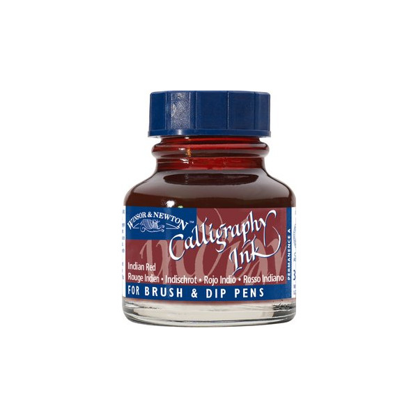 photo-Encre pour calligraphie - Rouge indien - Winsor et Newton - Flacon de 30ml - Beaux-arts