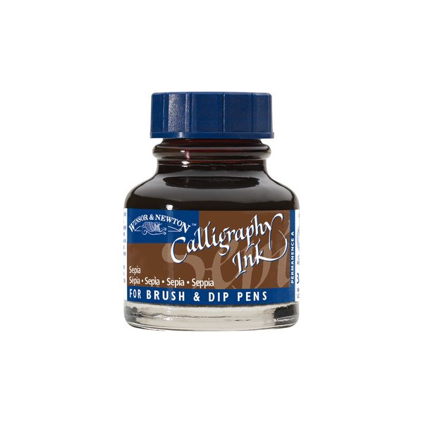 photo-Encre pour calligraphie - Sépia - Winsor et Newton - Flacon de 30ml - Beaux-arts