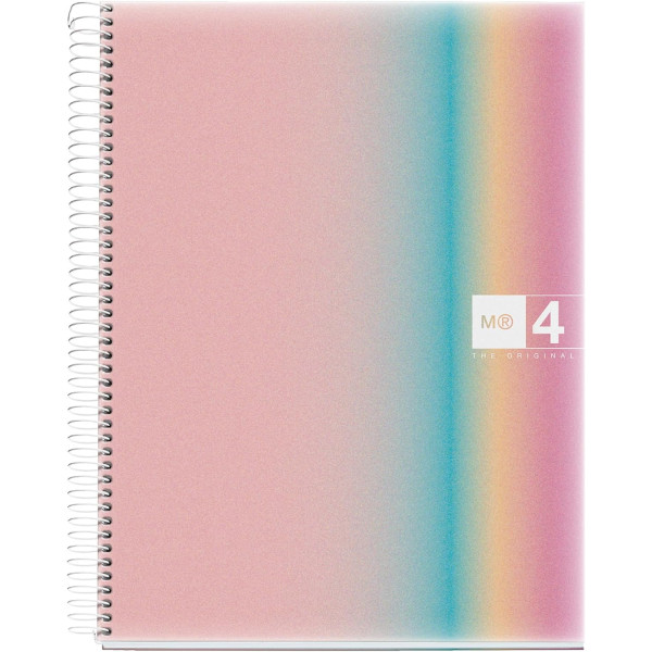 photo-Cahier - A4 - Spirales - Lignes - Polypro - 120 pages perforées - Arc-en-ciel