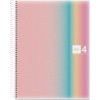 photo-Cahier - A4 - Spirales - Lignes - Polypro - 120 pages perforées - Arc-en-ciel