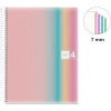 Cahier - A4 - Spirales - Lignes - Polypro - 240 pages perforées - Arc-en-ciel