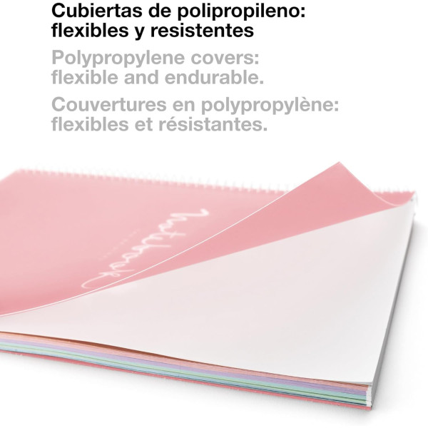 Cahier - A4 - Spirales - Lignes - Polypro - 240 pages perforées - Arc-en-ciel