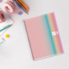 Cahier - A4 - Spirales - Lignes - Polypro - 240 pages perforées - Arc-en-ciel