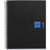 photo-Cahier - 17x22 - Spirales - Petits carreaux - Polypro - 80 pages perforées - Noir/Bleu