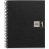 photo-Cahier - 17x22cm - Spirales - Petits carreaux - Polypro - 80 pages perforées - Noir/Gris