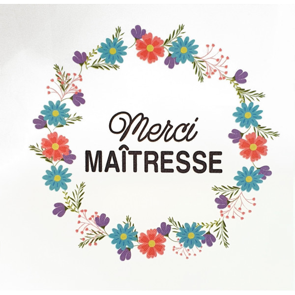 photo-Stickers pour tissus - Merci maîtresse - Thermocollant - 10x10cm - Loisirs créatifs