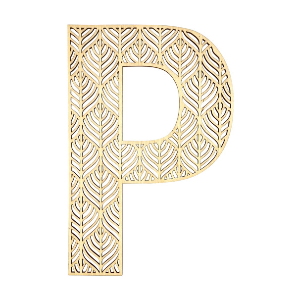 photo-Grande lettre en bois - P - Bois - Ajouré - A décorer - 24 cm - Loisirs créatifs