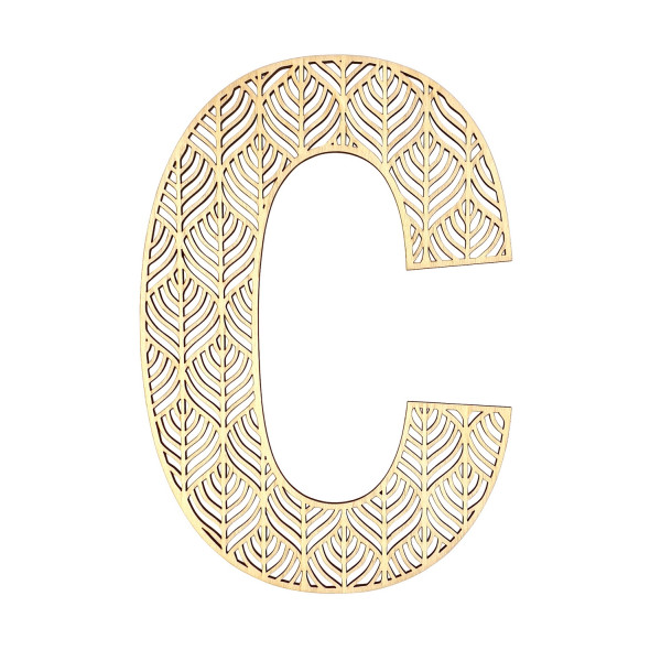 PHOTO-Grande lettre en bois - C - Bois - Ajouré - A décorer - 24 cm - Loisirs créatifs