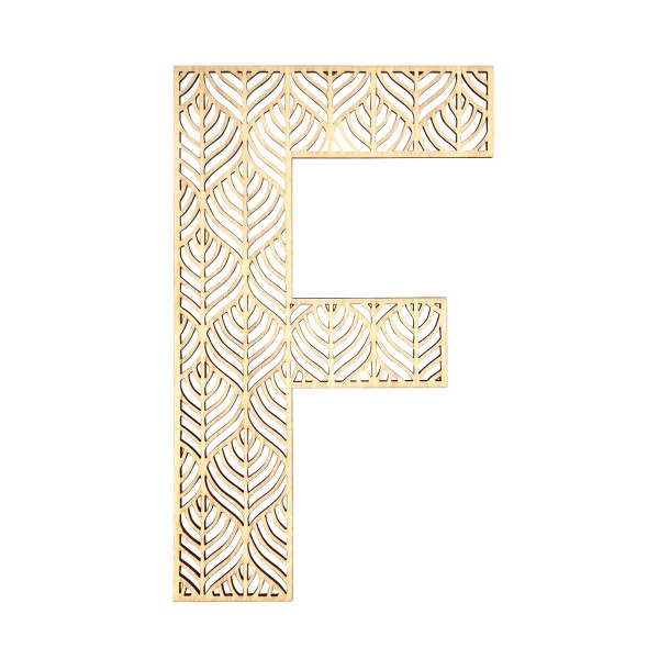 photo-Grande lettre en bois - F - Bois - Ajouré - A décorer - 24 cm - Loisirs créatifs