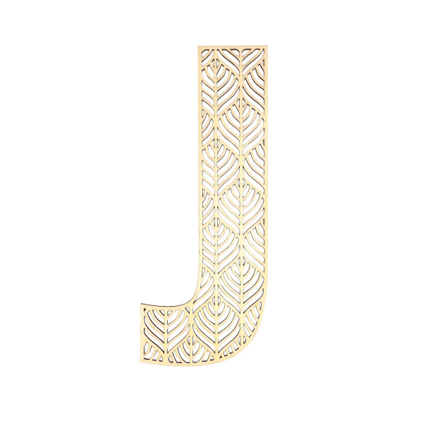 photo-Grande lettre en bois - J - Bois - Ajouré - A décorer - 24 cm - Loisirs créatifs