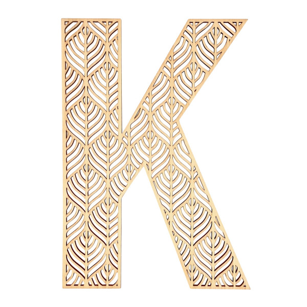 photo-Grande lettre en bois - K - Bois - Ajouré - A décorer - 24 cm - Loisirs créatifs
