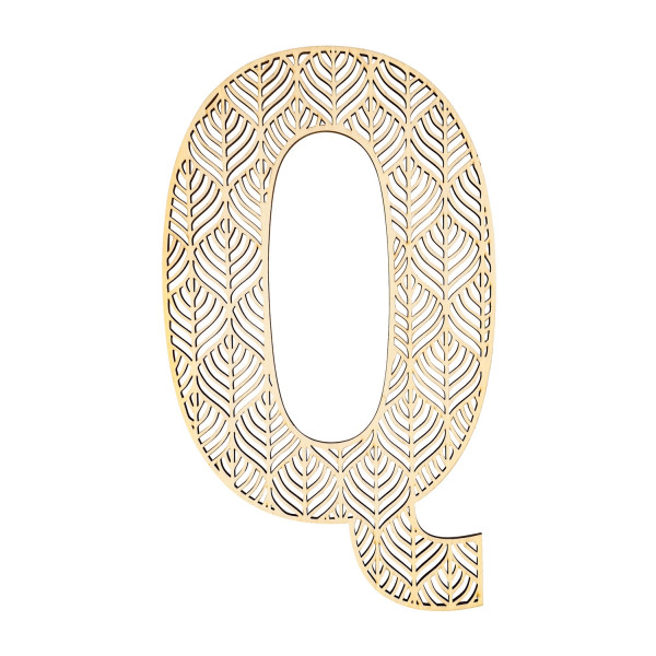 photo-Grande lettre en bois - Q - Bois - Ajouré - A décorer - 24 cm - Loisirs créatifs