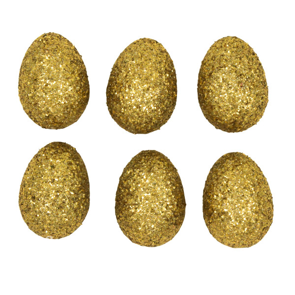 photo-Œufs pailletés - Or - Polystyrène - 6 pièces - 6cm - Pâques - Noël - Loisirs créatifs