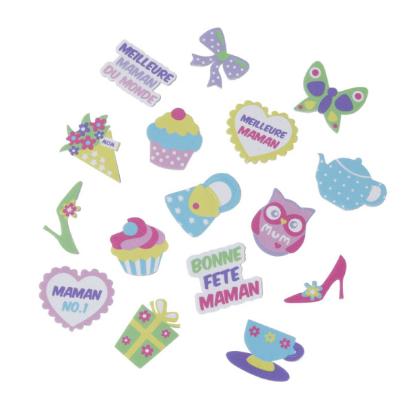 Stickers - Maman - Cadeaux - Autocollant - Mousse caoutchouc - 24 pièces