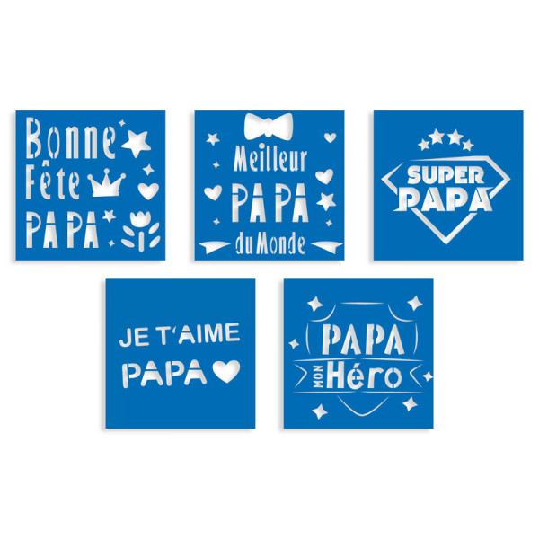photo-Pochoirs - Bonne fête papa - 5 modèles - Tout support - Réutilisable