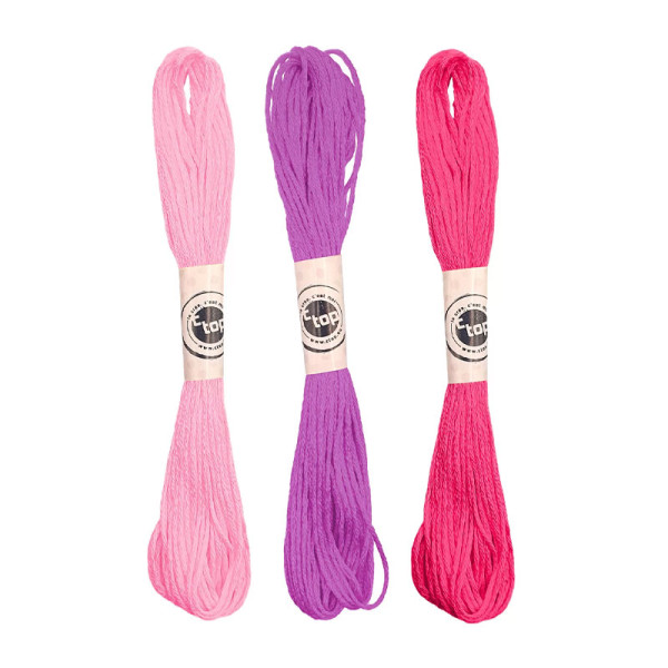 photo-Fils de coton - Rose/Violet - 3 modèles - Pour fabriquer des bracelets brésilien