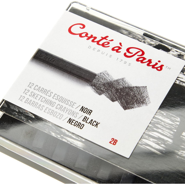 Carrés esquisse - Noir - Dessin - Esquisse - Boîte de 12 - Conté à Paris