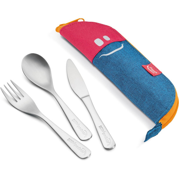 photo-Couverts pour pique-nique - Fourchette, couteau et cuillère - Acier inox - Avec étui - Maped