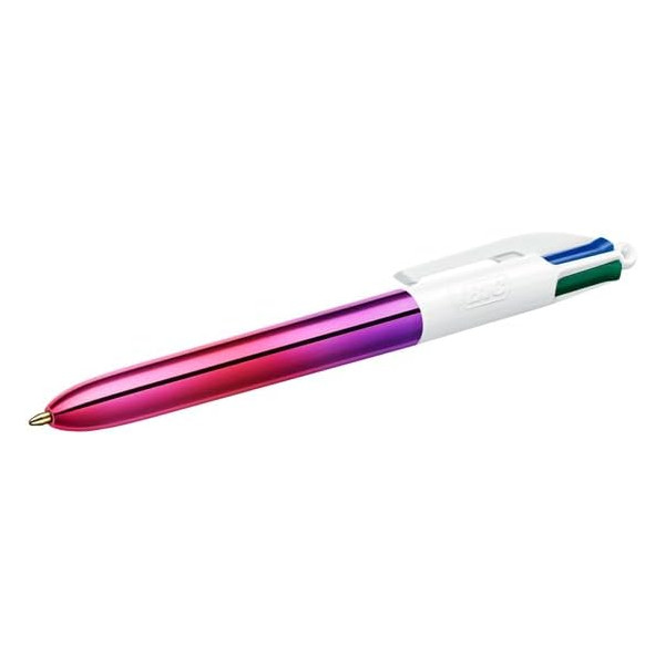 photo-Stylo bille - 4 couleurs - BIC - Pointe moyenne - Dégradé couleur rose - Rétractable
