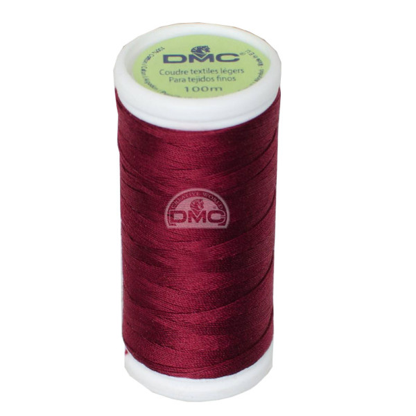 photo-Fil à coudre - 100% coton - DMC - Tubino + - Rouge bordeaux - Bobine 100m