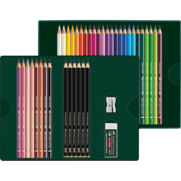 Coffret - Crayons couleur Polychromos + Pitt Graphite Matt - Faber-Castell - 40 pièces