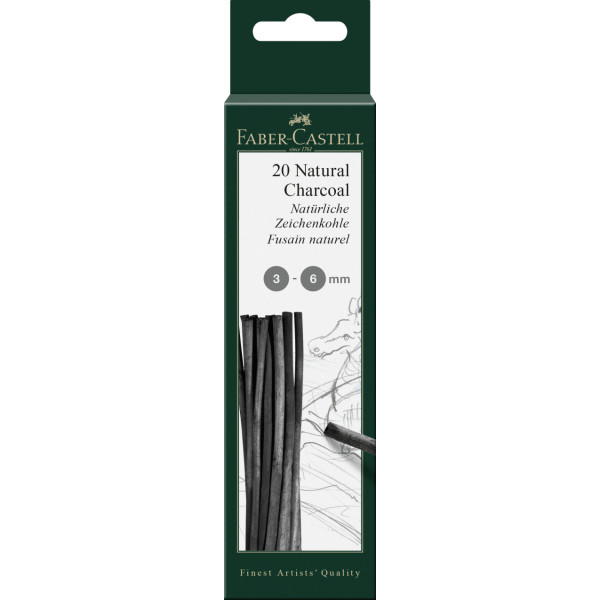 photo-Fusains - Naturel - 20 bâtonnets - Beaux-arts - Dessin - 3-6mm - Faber-Castell