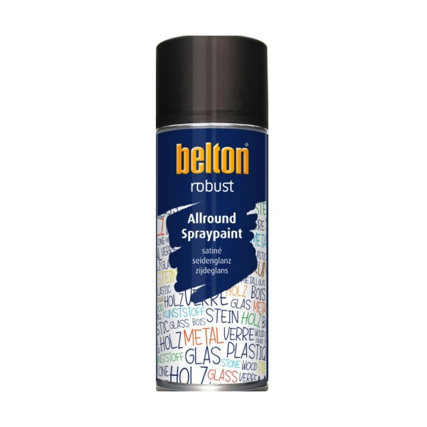 photo-Bombe de peinture - Noir - RAL 9005 - Satiné - Couvrant et résistant - Belton - Robust - 400ml