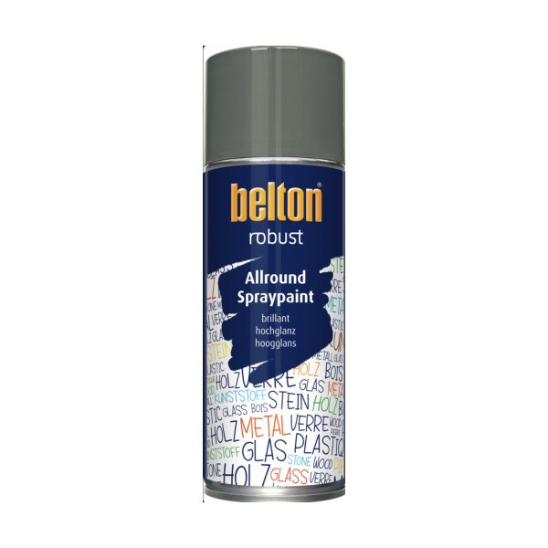 photo-Bombe de peinture - Gris souris - RAL 7005 - Brillante - Couvrant et résistant - Belton - Robust - 400ml