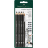 photo-5 crayons graphite - Aquarellable - HB,2B,4B,6B,8B - Pinceau inclus - Faber-Castell